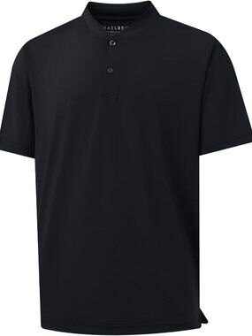Mens Black Dry Fit Henley Shirt Moisture Wicking Casual Performance Tee
